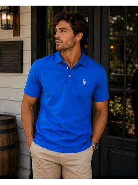 Men's Full Turn Polo Shirt Size L Blue Summer